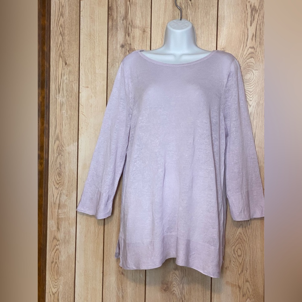 J.Jill Womens M Linen/Cotton Blend Tunic Sweater Top Lightweight Lavender Spring